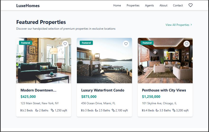 Real Estate Website screen 2